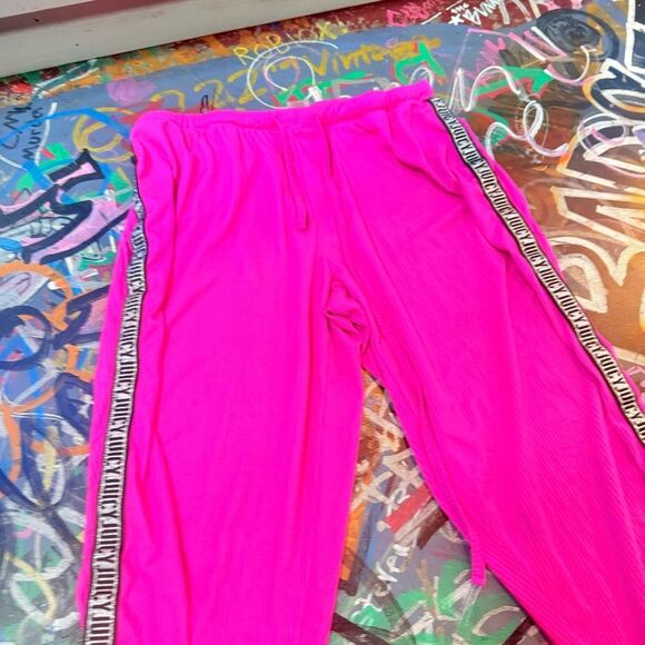 Juicy Couture Hot Pink Sleep Pants w Logo Sides & Drawstring | Y2K Vibe |  Large - Picture 3 of 13